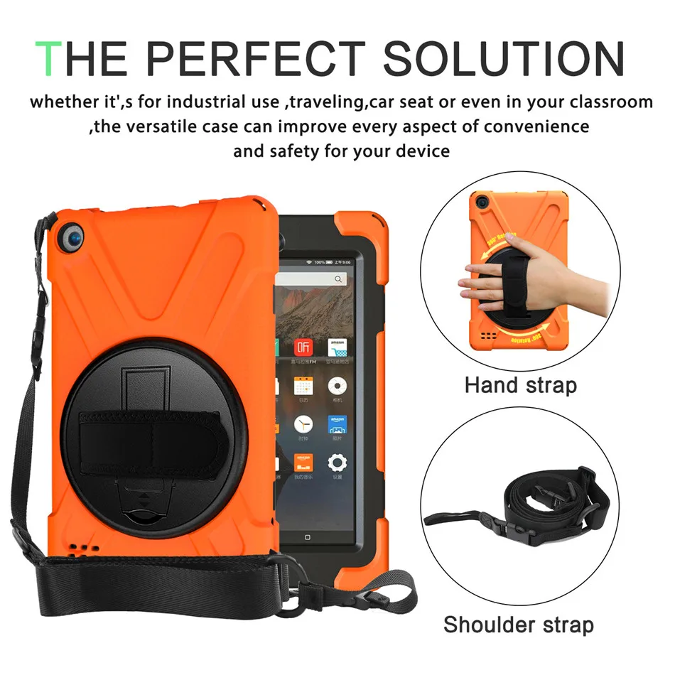 Чехол для Amazon fire 7 дюймов / выпуска чехол Funda дети Безопасный ударопрочный сверхмощный с 360 вращающейся подставкой и ремешком