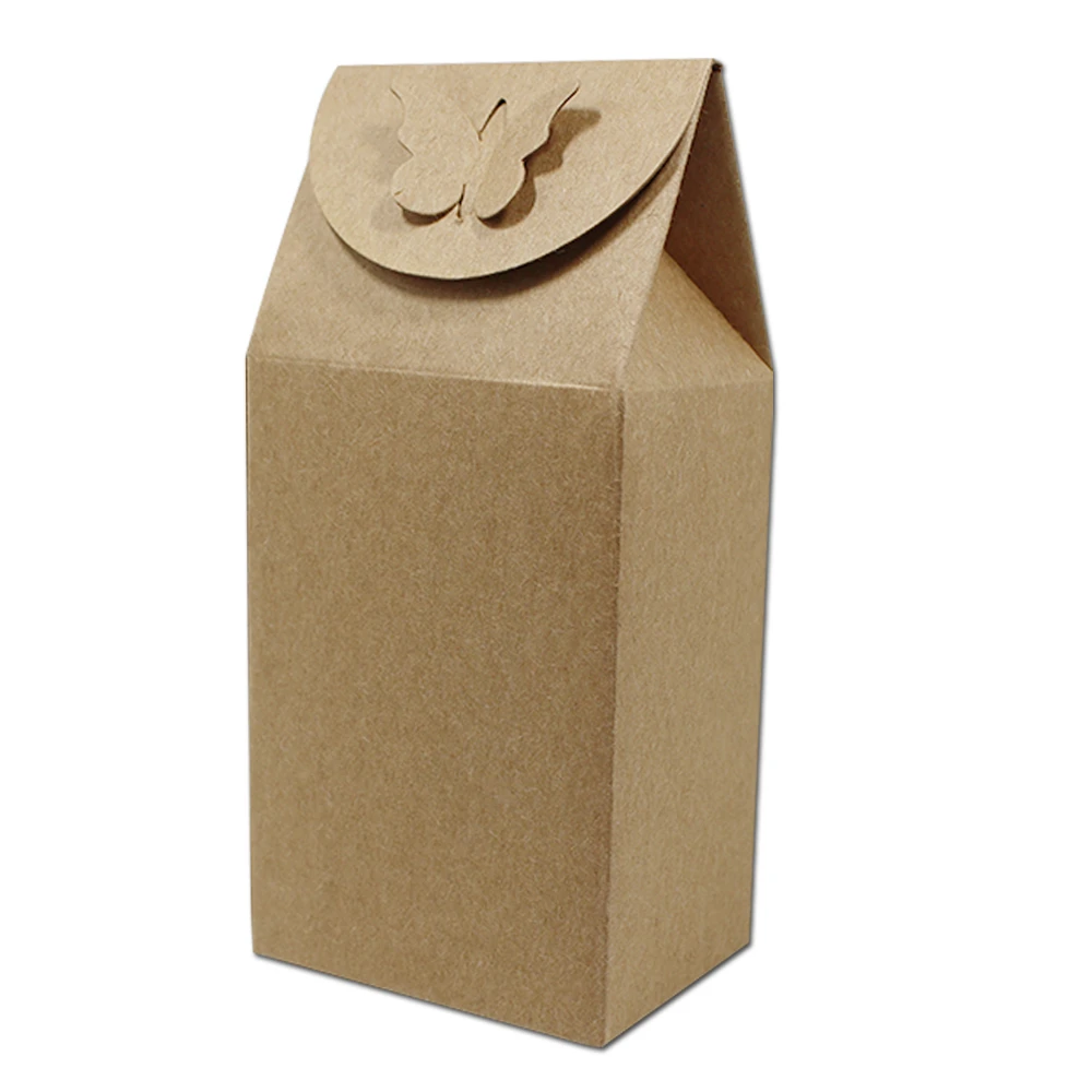 

20Pcs/Lot Cardboard Party Wedding Favors Candy Chocolate Snacks Packing Box W/ Butterfly Buckle Kraft Paper Gifts Package Boxes