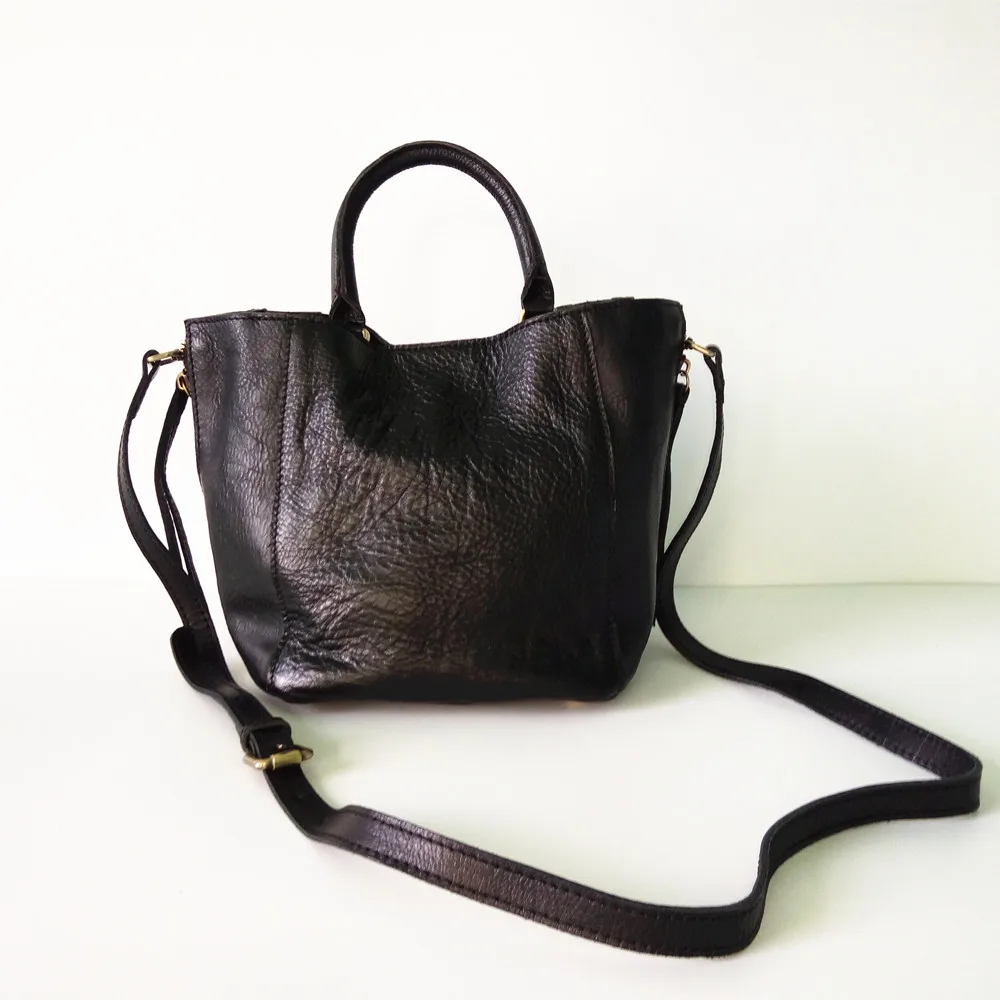

clearance promotion small 100% real leather one shoulder messenger crossbody bag female mini black tote handbag