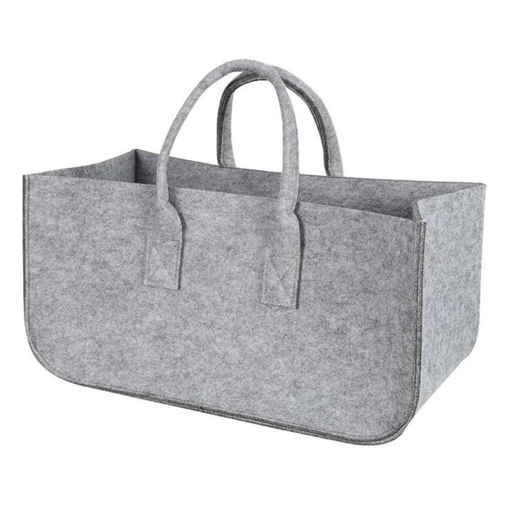 Large Capacity Stalls Newspaper Shopping Holder Felt Bag Storage Firewood Basket Handbag Wood Pocket Log