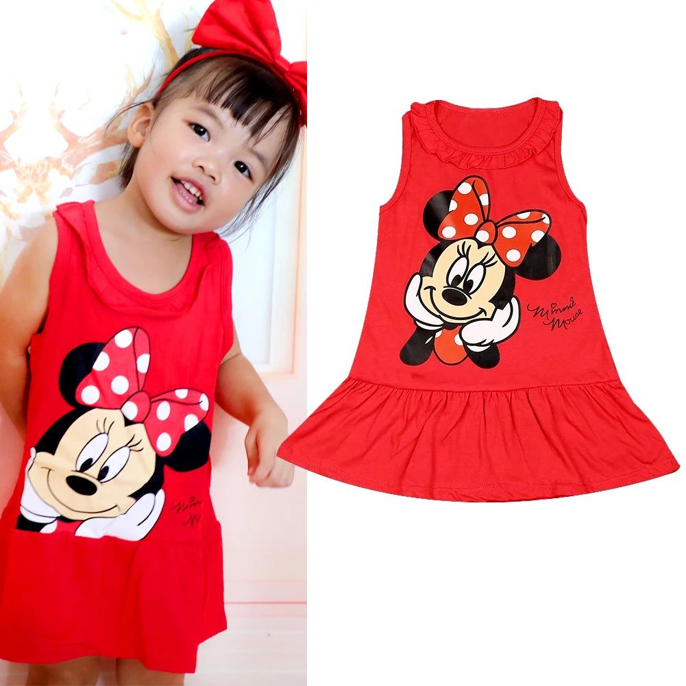 Baby Girls Dress Summer Dress Cartoon Cotton Red Minnie Dress Princess Dress Girl Clothing 2