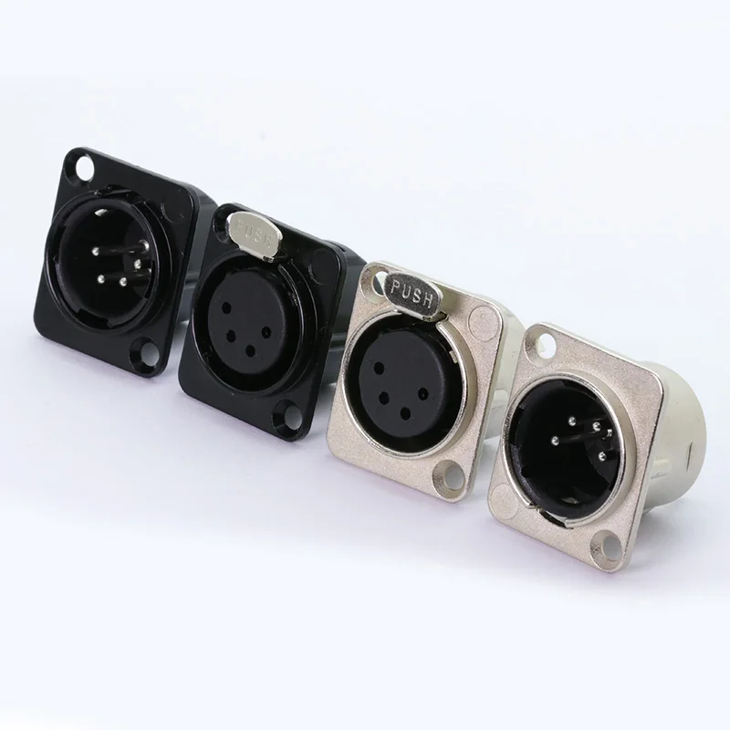 10pcs/lot 4Pin XLR Male / Female Panel Mount XLR Plug Jack Socket Microphone MIC Cable Terminal XLR Chassis Wire Connector
