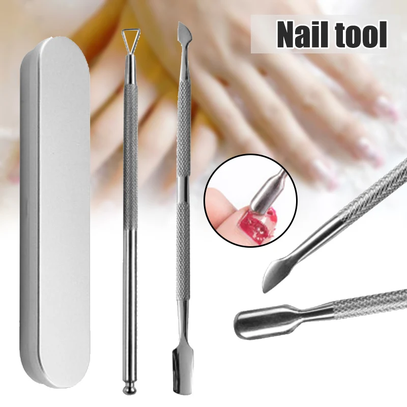 

2Pcs/set Cuticle Pusher and Spoon Durable Manicure and Pedicure Tool Nail Cleaner Stainless Steel Cuticle Remover and Cutter t6