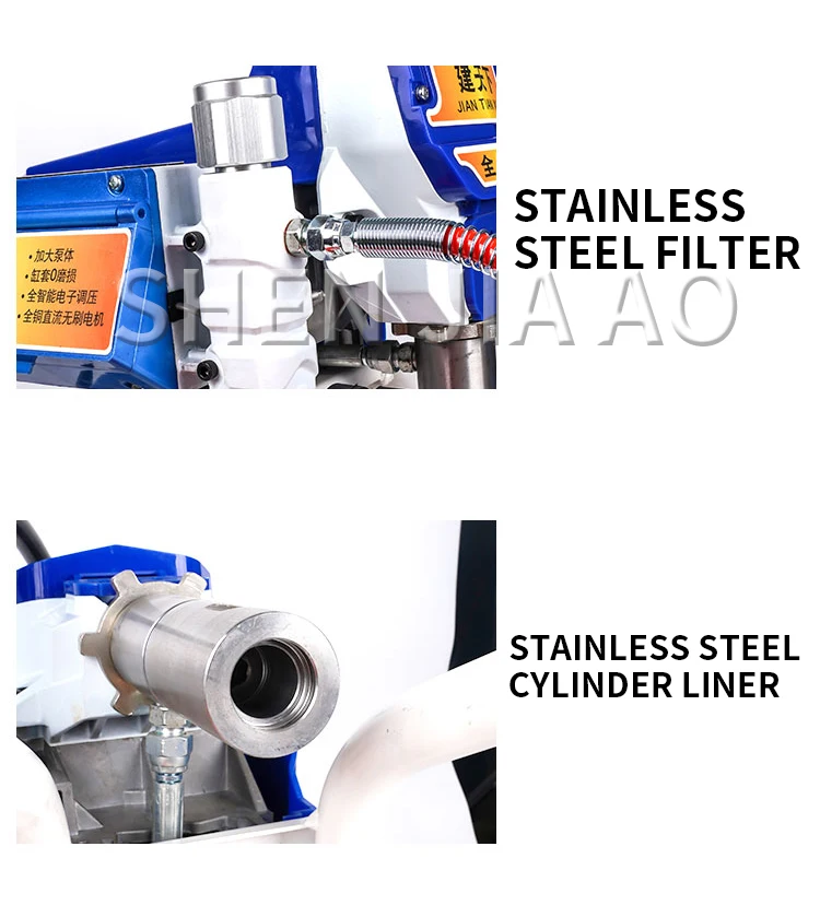 2500W Brushless Electronic Pressure Adjustable Airless Spraying Machine Latex Pa