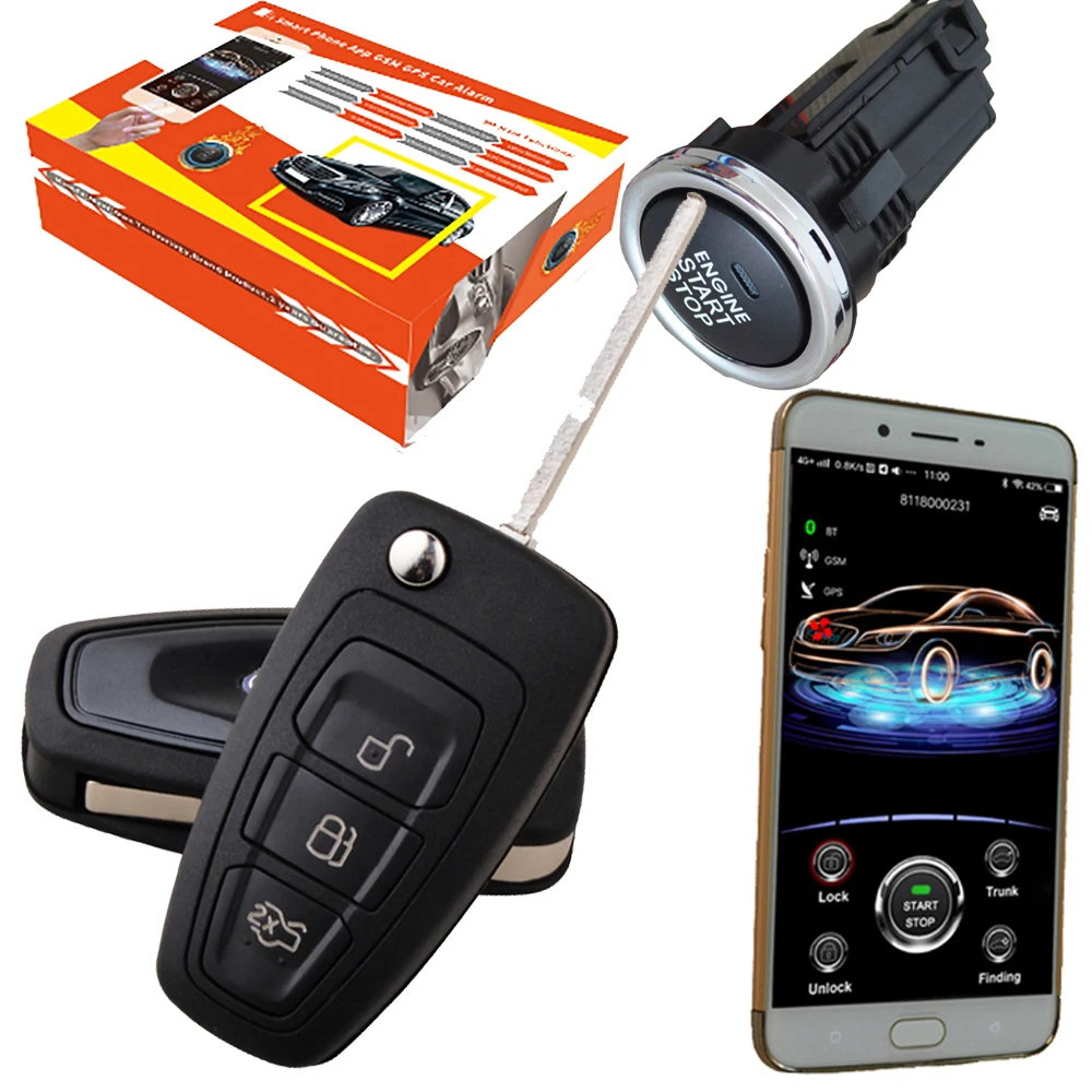 Дешевые cardot smart Gsm 2G gps дистанционный двигатель push start stop Автозапуск система pke автомобиля+ сигнализация