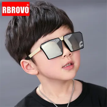 

RBROVO Classic Square Children's Sunglasses Colorful Mirror Children Glasses Vintage Personality Anti-UV Street Beat Eyeglasses