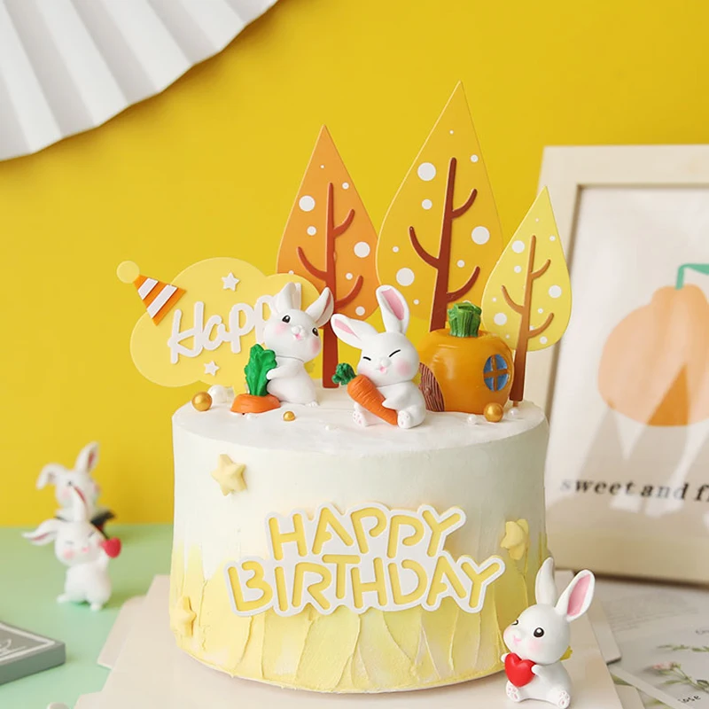 Cake Decorating Supplies Rabbit | Happy Birthday Rabbit Topper - Birthday  Cake Topper - Aliexpress