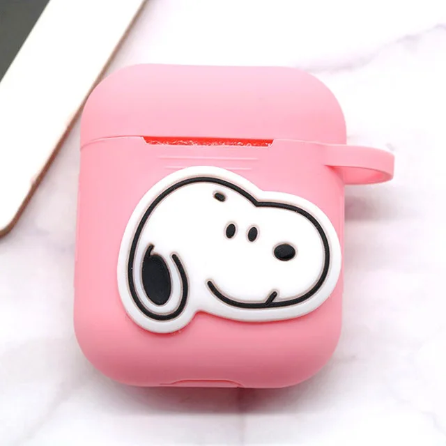 pinksnoo Популярный мультяшный беспроводной Чехол для наушников для Apple AirPods, силиконовый чехол для зарядки наушников s для Airpods 2, защитный чехол - Цвет: pinksnoo