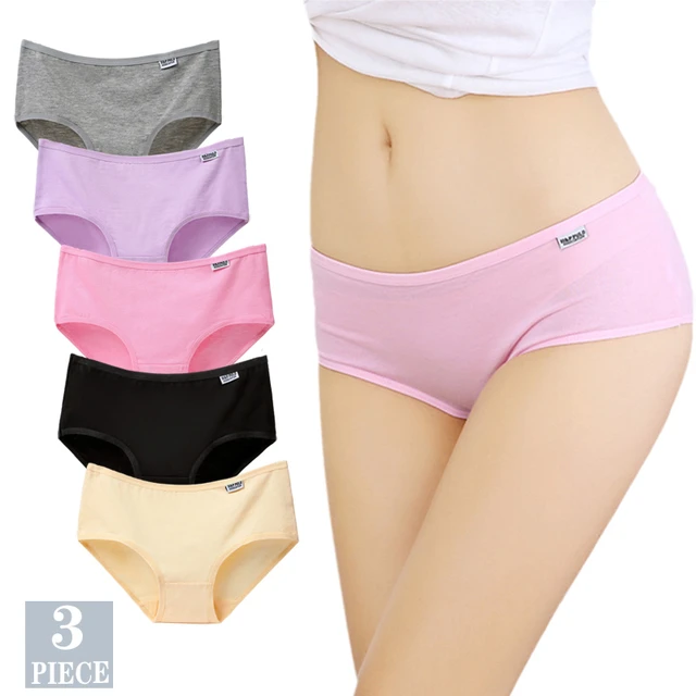 3PCS Panties for Women Girls Underwear Cotton Panties Cueca