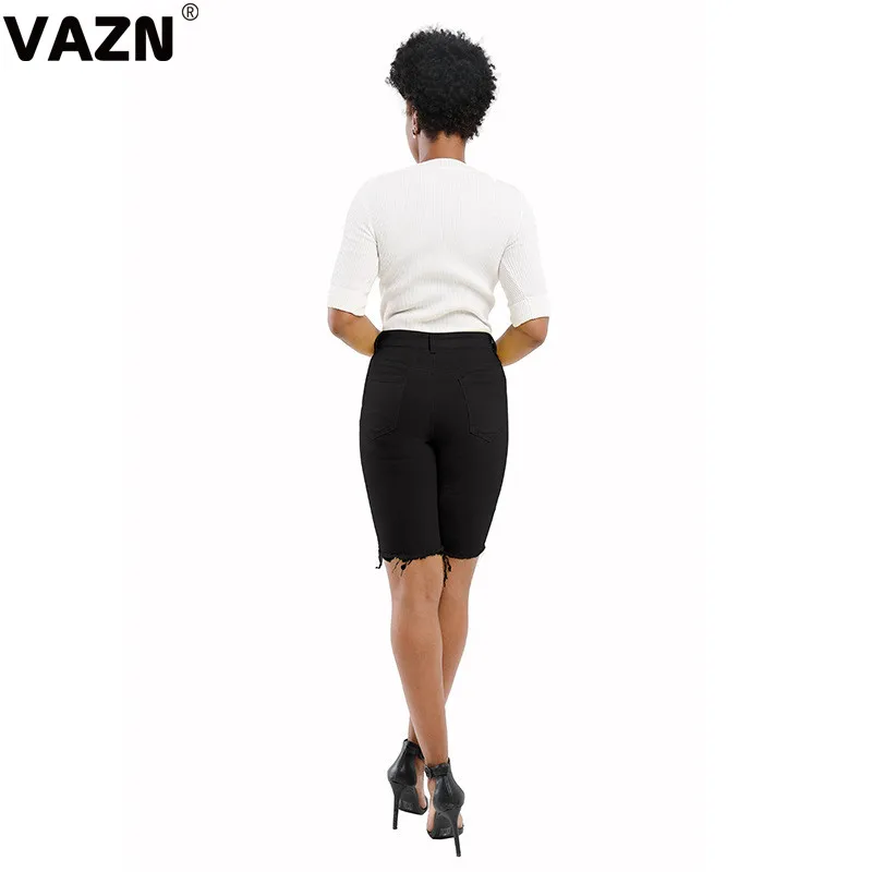 VAZN YP9020, новинка, высокое качество, джинсы до колена, умные, для молодых, популярные, с дырками, сексуальные, модные, одноцветные, общие, эластичные, женские, до колена, джинсы, брюки
