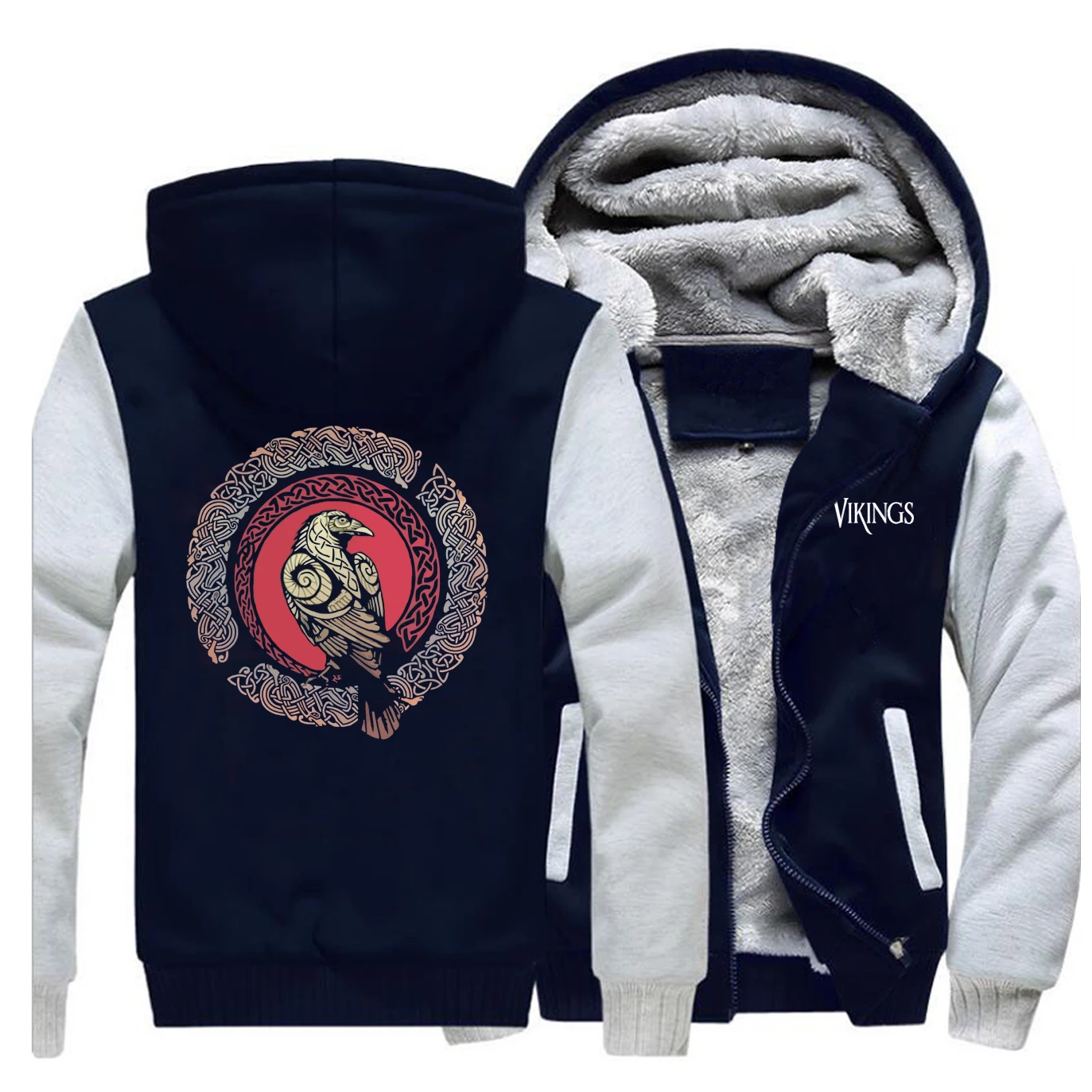 

Odin Vikings Men Winter Jacket Fleece Thick Warm Mens Jackets Hoodie Sweatshirt Sportswear Scandinavian Valhalla Athelstan Coat