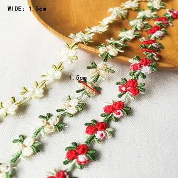 

6Meters/lot 1.5cm Wide Green Red Mixed~Yellow.. Leaf Floral Venise Lace Trim with Design for Wedding Bridal,Garment Decoration
