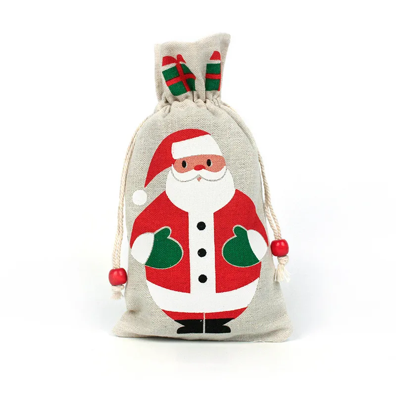 6 шт. сумки Санта Клауса большой мешок веселые рождественские подарочные сумки упаковка мешочки для конфет на шнурке мешок Новогодний подарок Navidad - Цвет: Santa Claus
