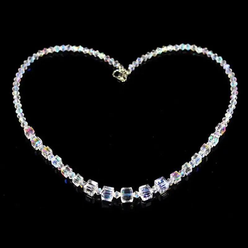 Elegant Rainbow Aurora Crystals Necklace Chokers for Women Fashion Jewelry
