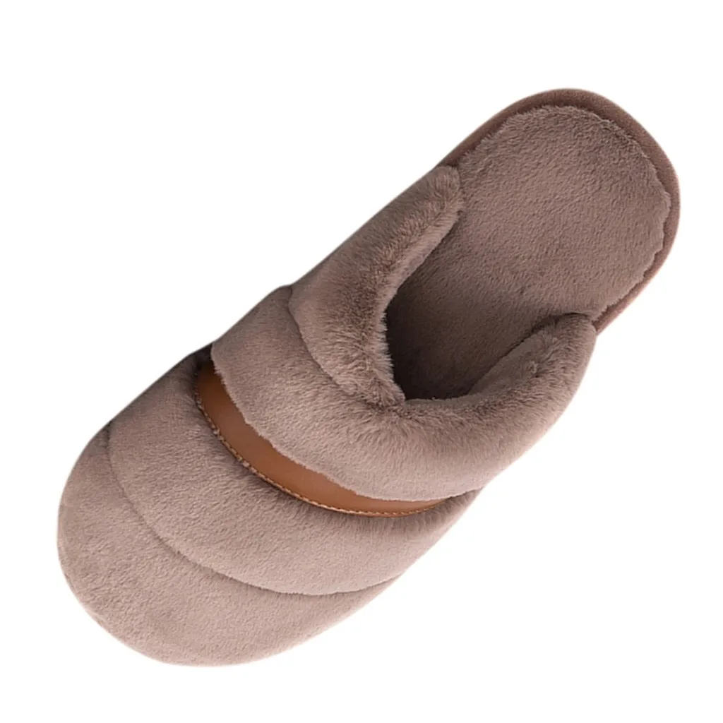 Winter Couples Cotton Slippers Solid Color Man's Flats Antiskid Plush Men's Large Size Platform Shoe Warm Zapatillas Hombre