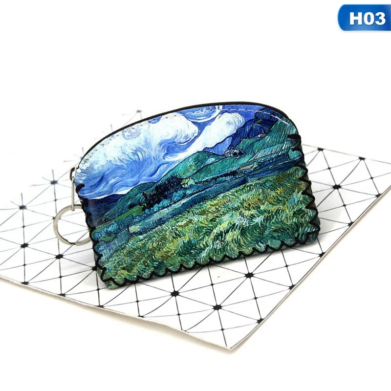H03 1 шт. мини винтажный Кошелек для монет с масляным рисунком женский модный кошелек из искусственной кожи с рисунком модный кошелек с карманом для денег - Цвет: H03