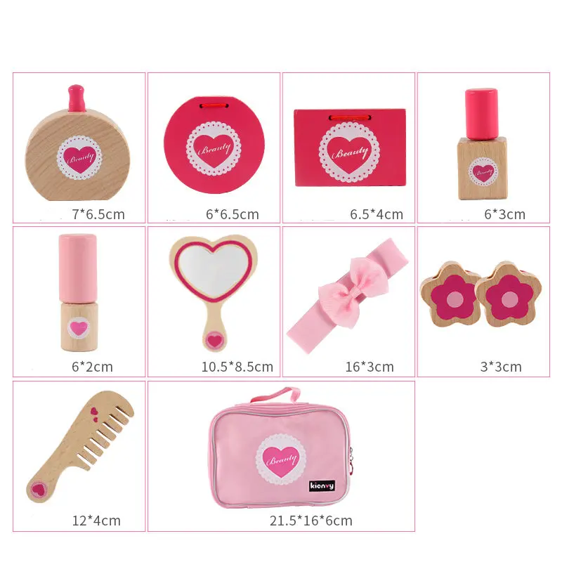 New Arrival Simulation Doctors Baby Wooden Toys For Kids Pink Strawberry Beauty and Fashion Toys Cosmetic Bag Educational Gift