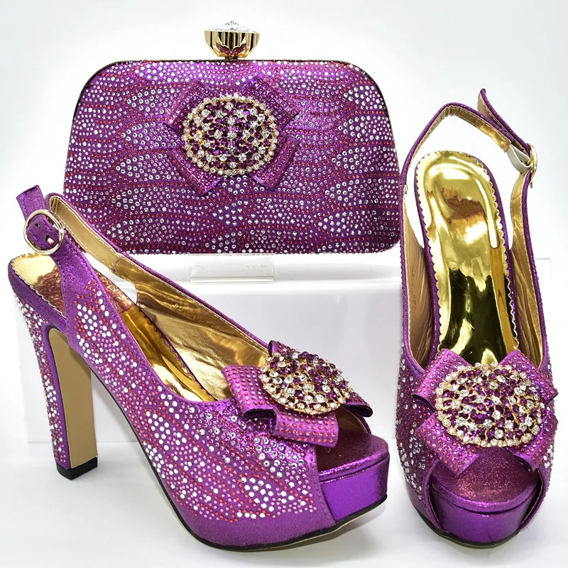 Light Purple Модные женские туфли-лодочки в итальянском и африканском стиле для вечеринки; свадебные туфли с сумочкой; Итальянская обувь с сумочкой в комплекте для невесты - Цвет: Light Purple