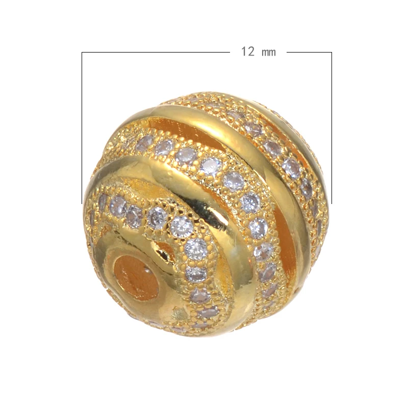 Wholesale 12mm Copper Round Ball Loose Beads For Bracelets Making Cubic Zirconia Necklace Charm Pendants DIY Jewelry Accessories
