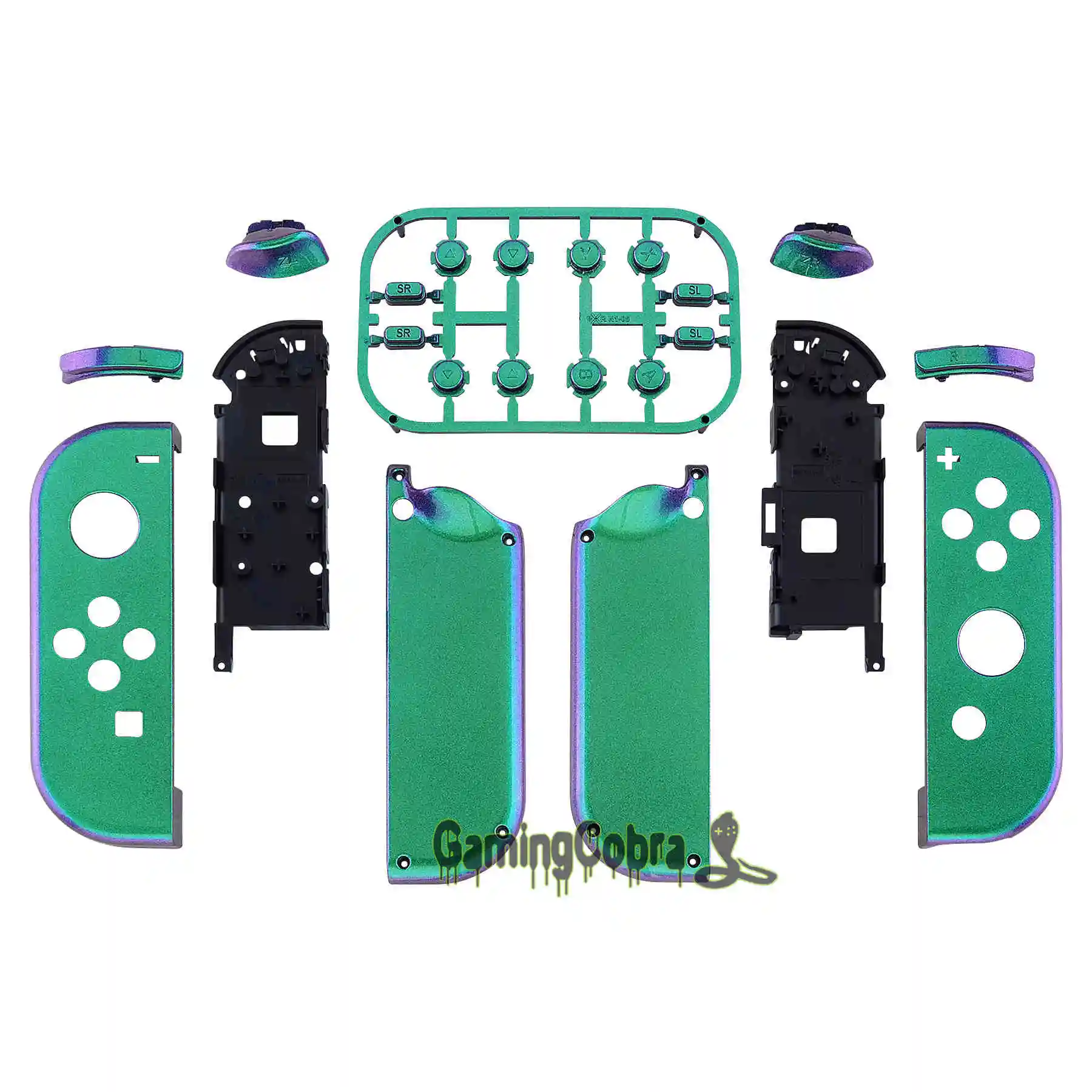 Пользовательский корпус контроллера с полным набором кнопок DIY Замена оболочки чехол для nintendo Switch Joy-Con - Цвет: Green Purple Blue
