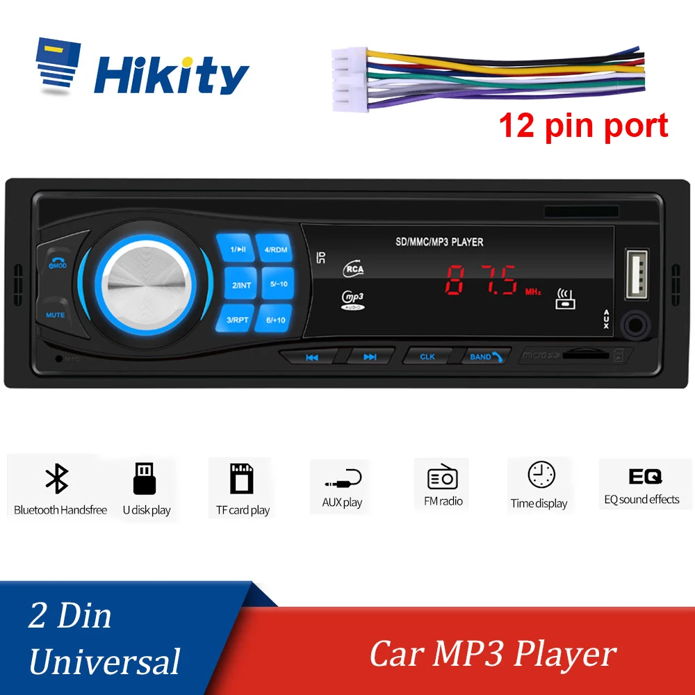 Автомобильный мультимедийный плеер Hikity 1 din с MP3-плеером 12 В Bluetooth Авторадио