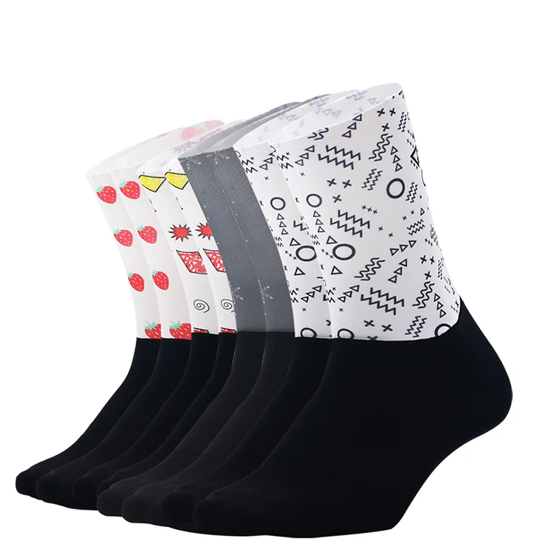 

New Fabric Running Socks Anti Slip Men Women Funny Personality Bicycle Outdoor Sports Socks Fruit Compression Cycling Socks