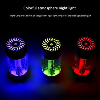 

360ML Air Humidifier Lavender Landscape USB Mini Car Humidifiers Portable Aroma Oil Diffuser With 7 Colors Changing Lights