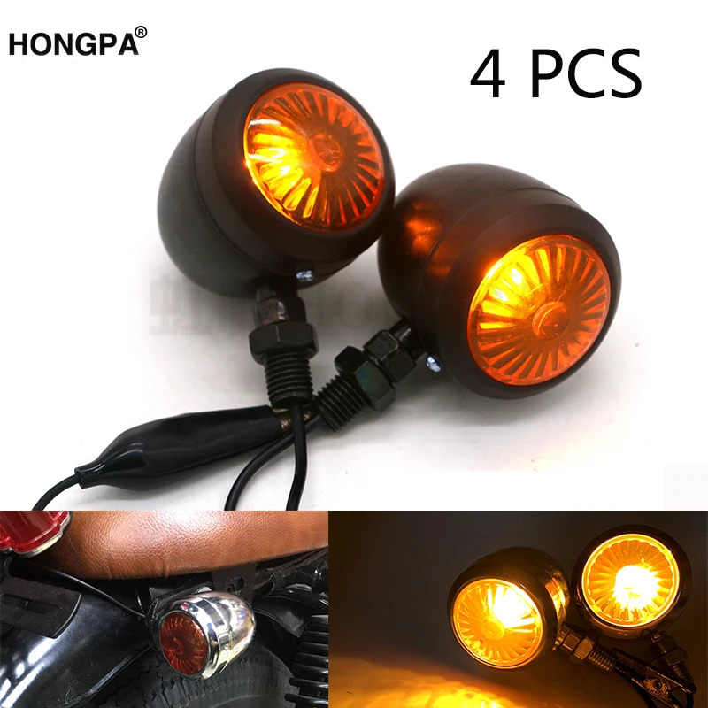 4 шт. мотоциклетные указатели поворота янтарные черные лампы мигалки для мотора