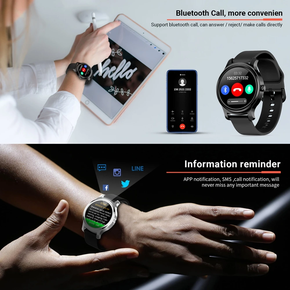 Bluetooth телефонный звонок Смарт-часы водонепроницаемый монитор сердечного ритма во время сна с записью музыки Смарт-часы Android ios