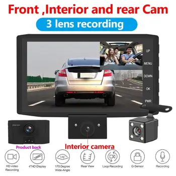 

505 Car DVR Dash Cam 4.0 Inch Video Recorder Auto Camera 3 Camera Lens Rear View Camera Registrator Dashcam DVRs