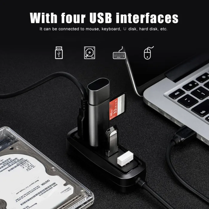 Usb-хаб 4 порта адаптер сплиттер Портативный высокоскоростной для ноутбука мобильный телефон клавиатура FKU66