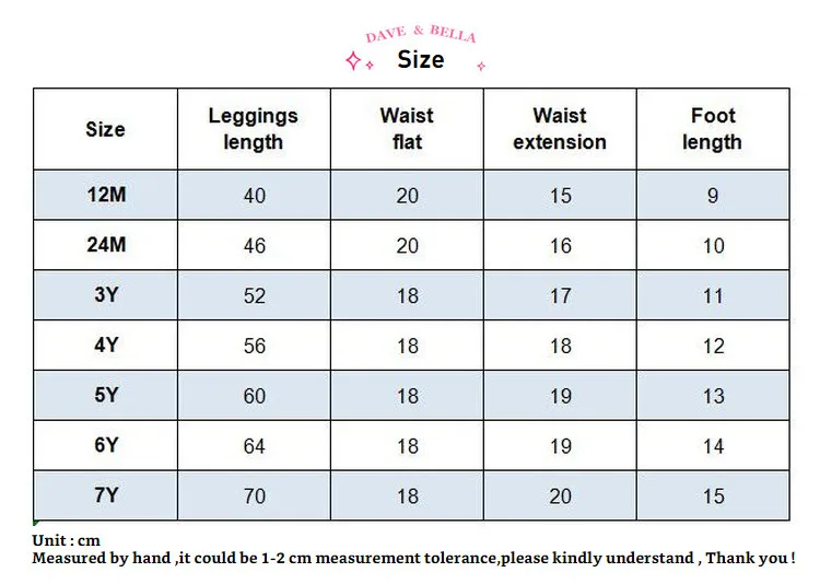 DB12047 dave bella/зимние леггинсы на бал Лолиты для маленьких девочек детские модные леггинсы