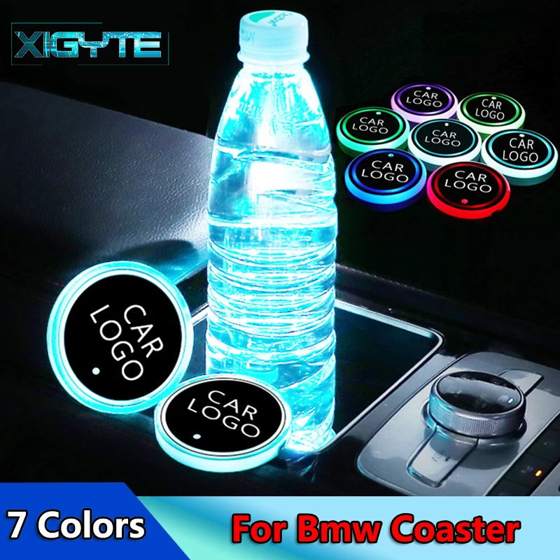 

2X Car Styling Luminous Logo Light LED Cup Drink Holder Anti Slip For Bmw e90 e60 f30 f34 x4 x5 e70 f15 x6 M3 M5 Car accessories