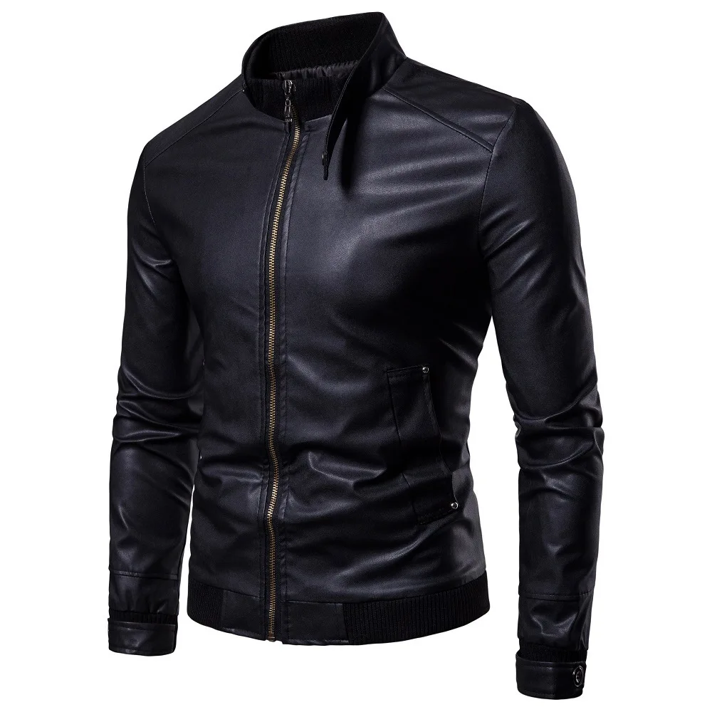 

2018 Autumn New Style Men's Korean-style Slim Fit Stand Collar PU Leather Jacket Y101 P60