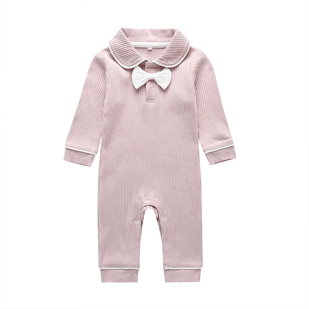 Комбинезон для новорожденных мальчиков и девочек; комбинезон с бантом; одежда для малышей; теплая одежда; Recien Nacido; детская одежда; roupa infantil - Цвет: Розовый