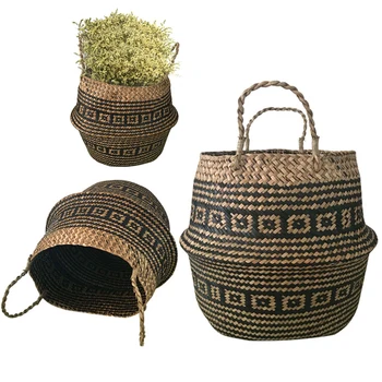 

Storage Baskets laundry Seagrass Baskets Wicker Hanging Flower Pot Baskets Storage Flower Home Pot panier osier basket for toys