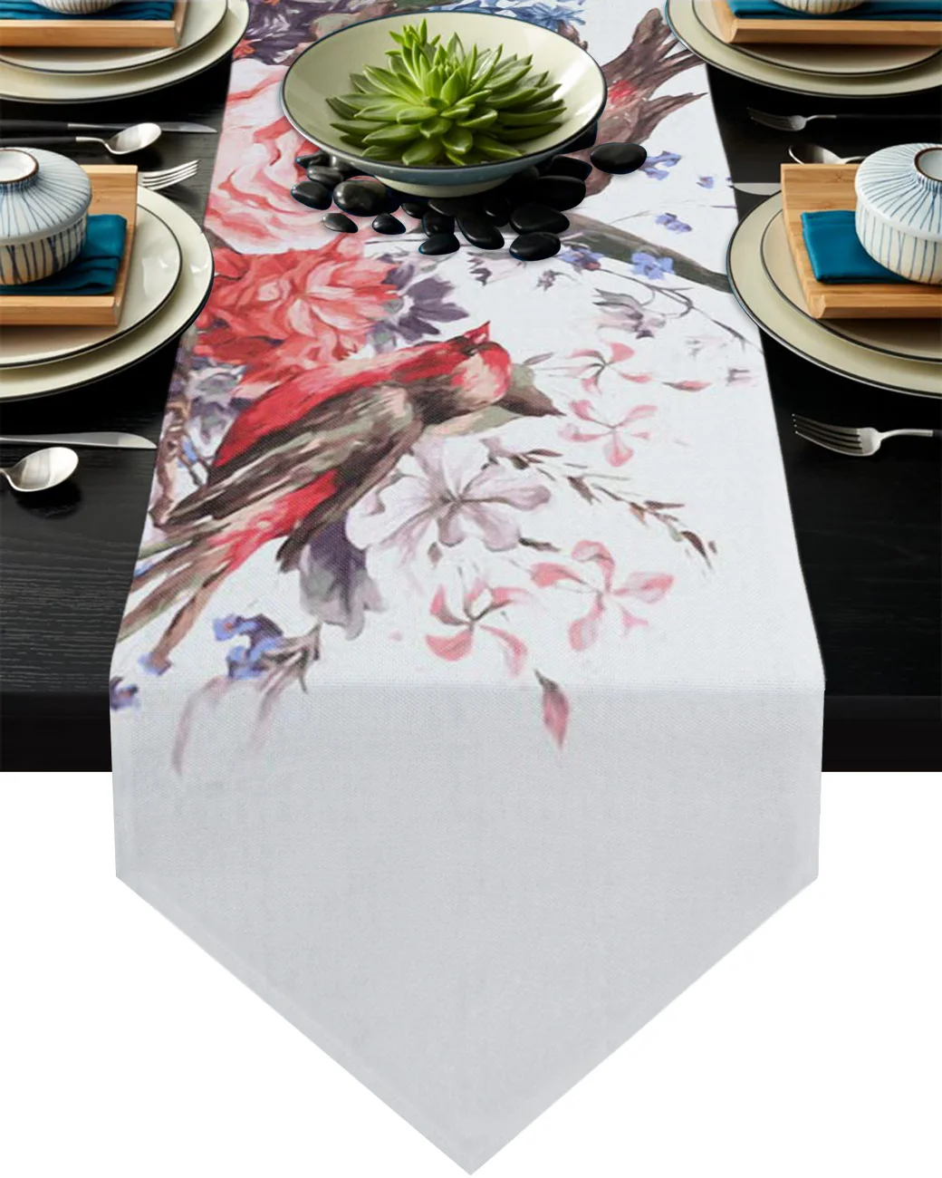 Птица на розовом пионе настольная дорожка с цветами Отель домашний обеденный