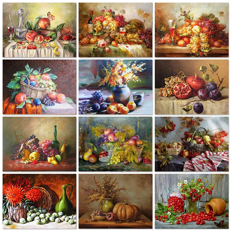 Square 5D Diamond Painting Fruit Cross Stitch Mosaic 3D Diamond Embroidery Fruit Basket Picture Of Rhinestone Kitchen Home Decor