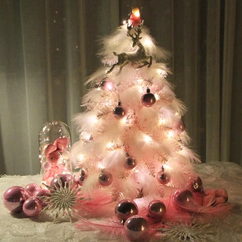 

Net Red Christmas Tree Gradually Pink Household Feather Girl Heart Birthday Gift Handmade Festival Decorations Xmas Ornament