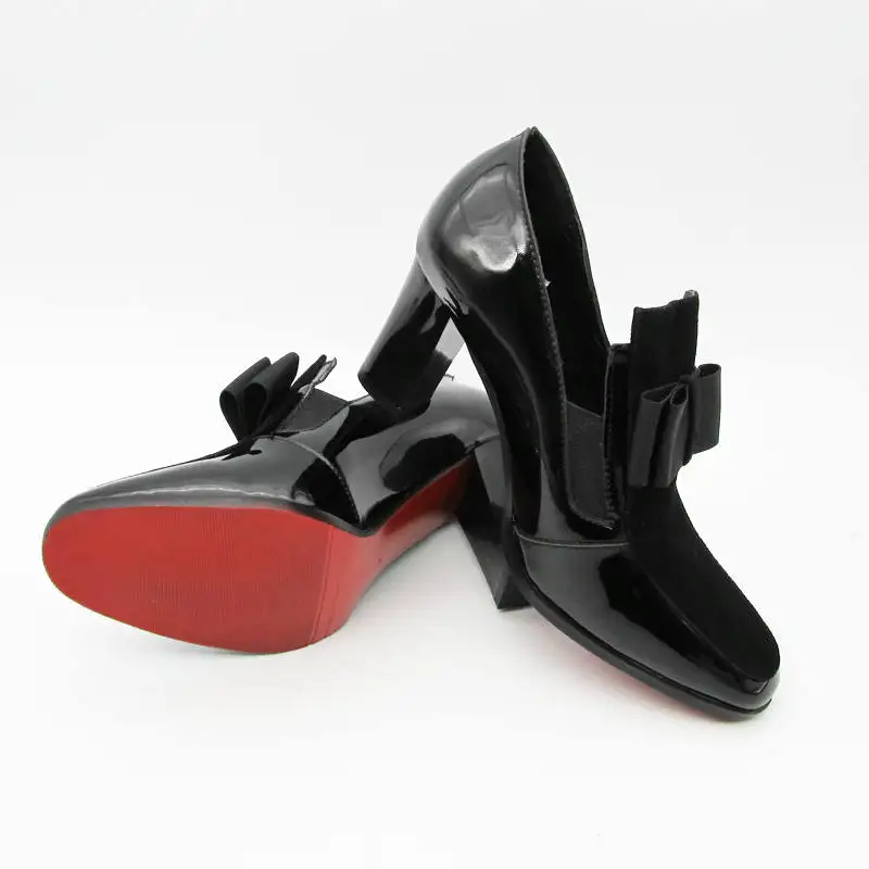 Новинка года; туфли-лодочки на высоком каблуке с красной подошвой; обувь из натуральной кожи с квадратным носком; Женская пикантная обувь черного цвета; chaussure femme