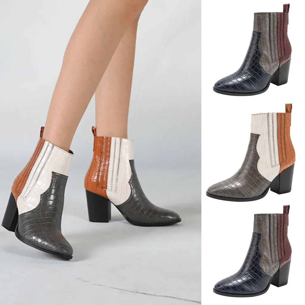 

Jaycosin 2019 Women's Pointed High-Heeled Fashion Snake Pattern Shoes Boots Large Size Booties NewWinter Zapatos Mujer #Aug P30