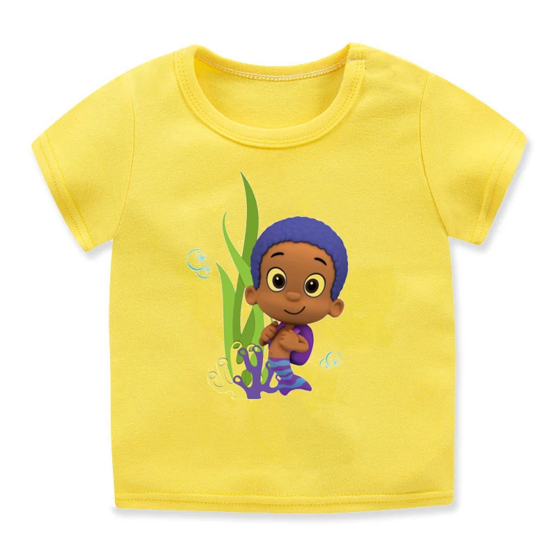 newly children's t-shirt cute Bubble Guppies Let's Dance Girls print girls t shirt kawaii kids tshirt short sleeve tops t shirt green child	 Tops & Tees