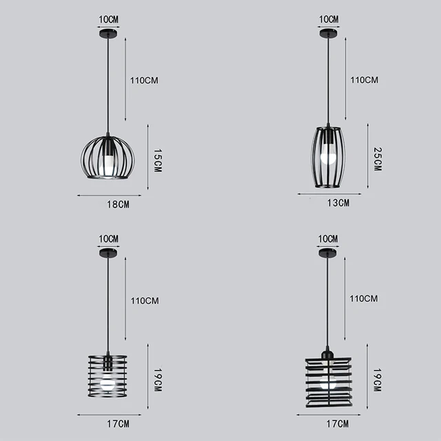 LED Indoor E27 Modern Cage Pendant Light Iron Retro Loft Pendant LED Lights Lighting e607d9e6b78b13fd6f4f82: A-Square style|B-Triangle style|C-style|D-style|E-style(Square)|F-style(Round)|G-style