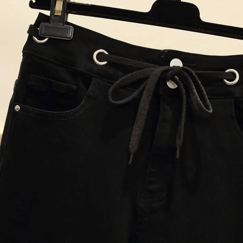 Women's Jeans Spring Autumn Fashion Black Stretch Skinny High Waist Trousers Fit Lady Casual Pencil Denim Pants Plus Size 4XL