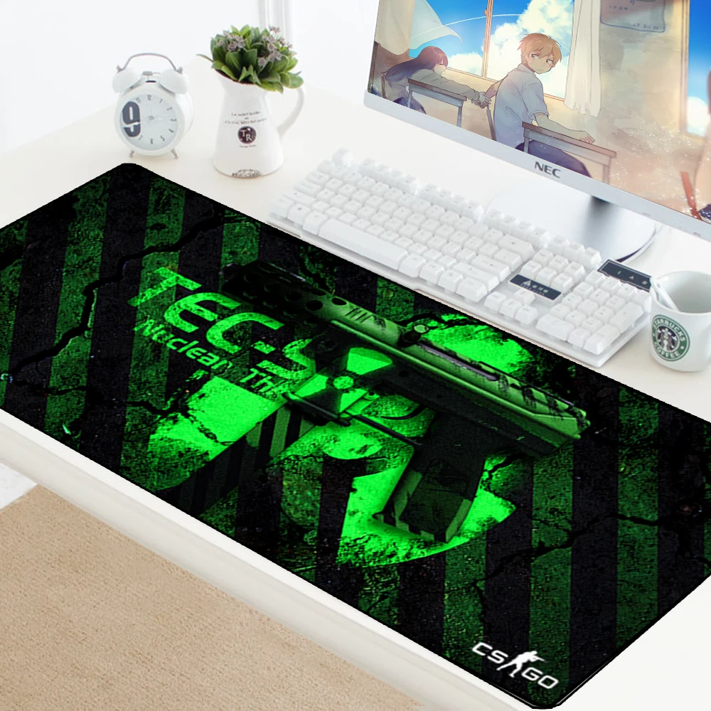 Коврик для мыши CS GO, дизайнерский коврик для мыши, скоростной коврик, резиновая клавиатура, игровая большая, XL, геймер, CSGO, черный, 700x300 мм, для ноутбука, ПК