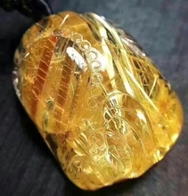 

Genuine Natural Gold Rutilated Quartz Pendant Necklace Brazil 38*28*15mm Wealthy Stone Women Men Jewelry AAAAAAA