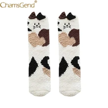 Милые мягкие плюшевые Носки с рисунком кота и жирафа для женщин и девочек; Теплая обувь для холодной зимы; домашние носки; 6 видов цветов 9 ноября