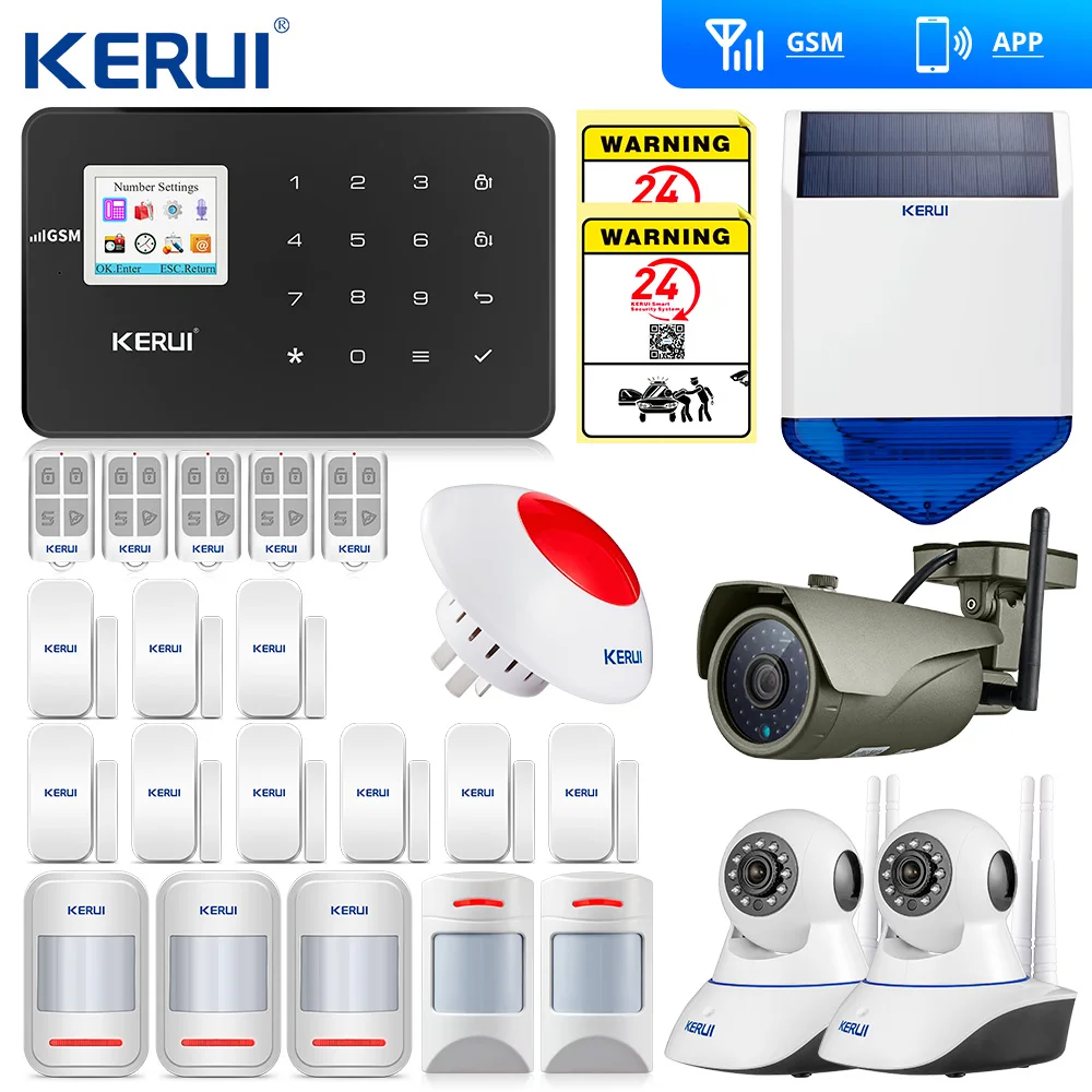 Cena Kerui G18 system alarmowy gsm aplikacja na android i ios klawiatura dotykowa inteligentny domowy system przeciwwłamaniowy inteligentnego domu Wifi lampa błyskowa syreny