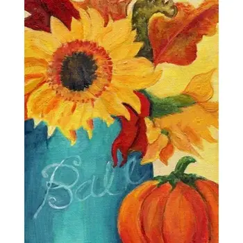 

Gatyztory Frame DIY Painting By Numbers Pumpkin Sunflower Handpainted Oil Painting Canvas Colouring Gift