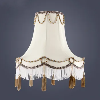 E27 Art Deco Court tassel klosz do lampy stołowej klosz do lampy podłogowej beżowy abażury nowoczesna stylowa lampa tanie i dobre opinie Tkaniny iron Nowoczesne 45cm 1 4kg beige
